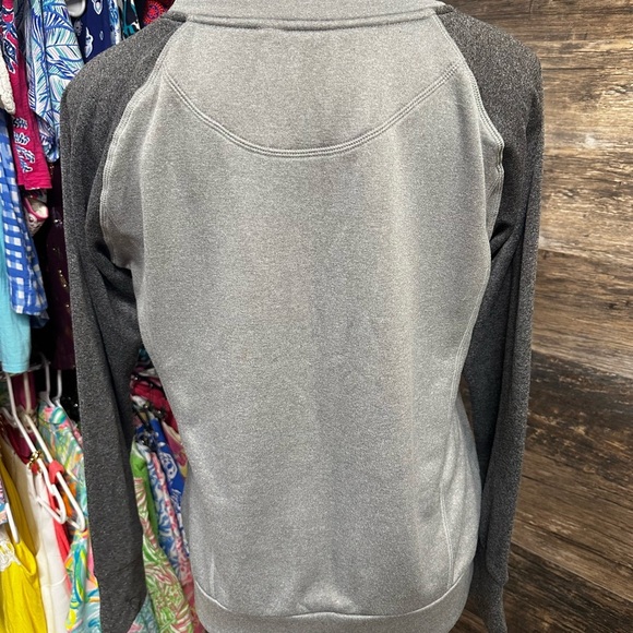 Adidas Heather Gray Climawarm Sweatshirt with Coral Pink Logo - Picture 3 of 11